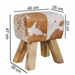 Wohnen Hocker<Landhaus Sitzhocker Darinca mit Ziegenfell und Holz