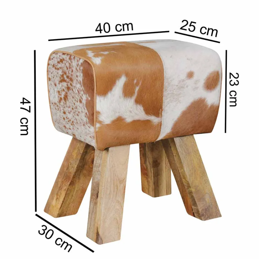 Wohnen Hocker<Landhaus Sitzhocker Darinca mit Ziegenfell und Holz