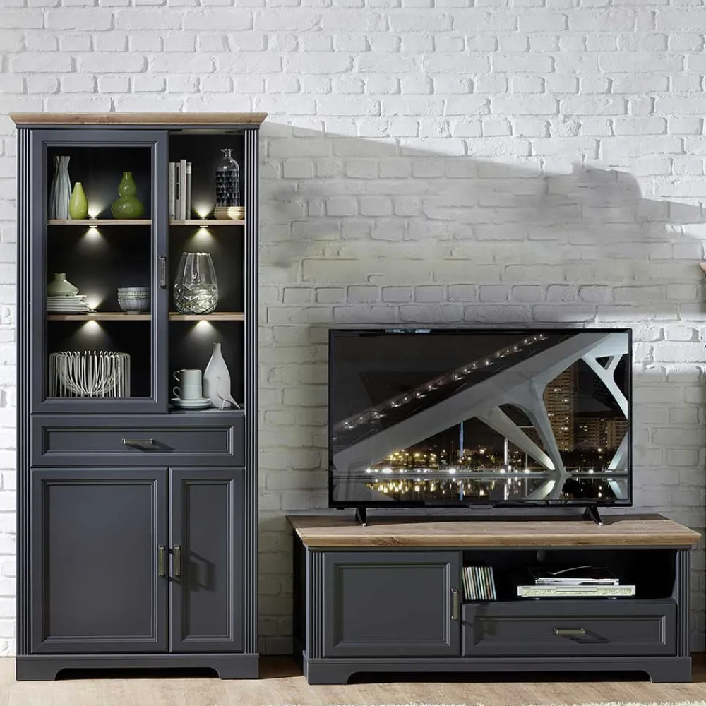 Wohnen Wohnwände<Landhaus TV Board & Vitrine Set - Thumbs (zweiteilig)