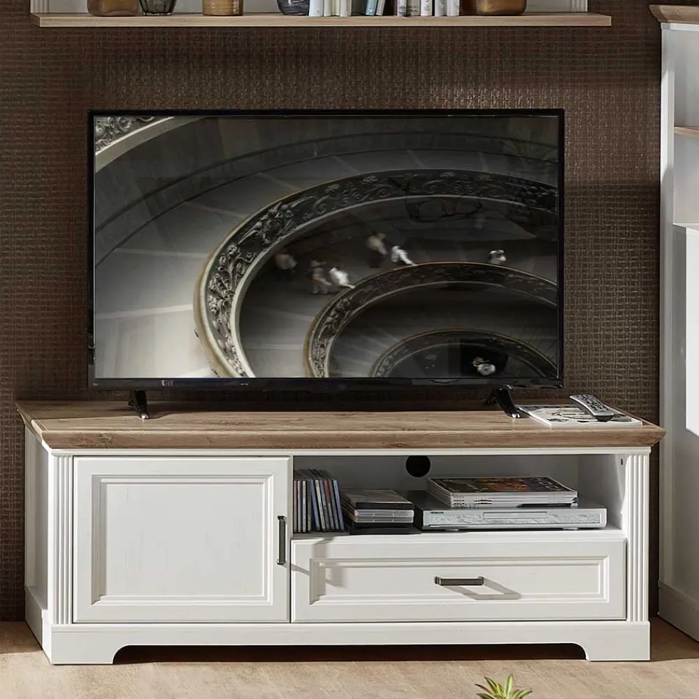 Wohnen Tv & Hifi-Möbel|Lowboards<Landhaus TV Board mit Tür & Schublade - Sinolita I