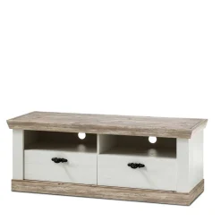 Wohnen Tv & Hifi-Möbel|Lowboards<Landhaus TV Element in Weiß & Pinie Shabby Nedita mit 2 Schubladen