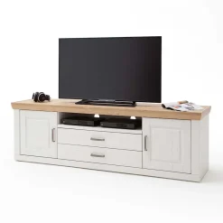 Wohnen Tv & Hifi-Möbel|Lowboards<Landhaus TV Element in Weiß & Eichefarben - Samula
