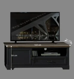 Wohnen Wohnwände<Landhaus TV Lowboard & Standvitrine - Thumbs (zweiteilig)