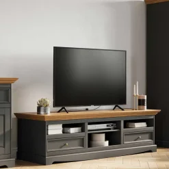 Wohnen Tv & Hifi-Möbel|Lowboards<Landhaus TV Lowboard in Grau und Eiche - Witenga