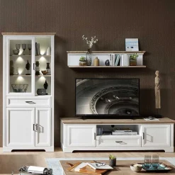 Wohnen Wohnwände<Landhaus TV Wohnkombination mit LED - Sinolita (dreiteilig)