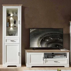 Wohnen Wohnwände<Landhaus Vitrine & TV Board - Sinolita (zweiteilig)