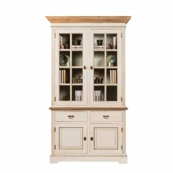 Wohnen Vitrinen|Schränke<Landhaus Vitrine in Creme Weiß - Helsing