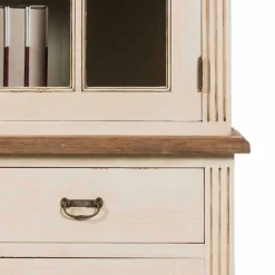 Wohnen Vitrinen|Schränke<Landhaus Vitrine in Creme Weiß - Helsing