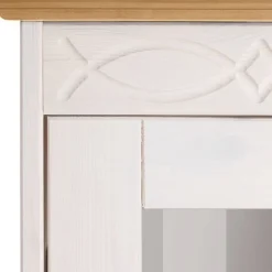 Wohnen Highboards|Vitrinen<Landhaus Vitrine in Weiß und Kiefer Honig - Zentra