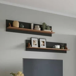 Wohnen Regale<Landhaus Wandboard in Grau und Kiefer - Eromsia (2er Set)