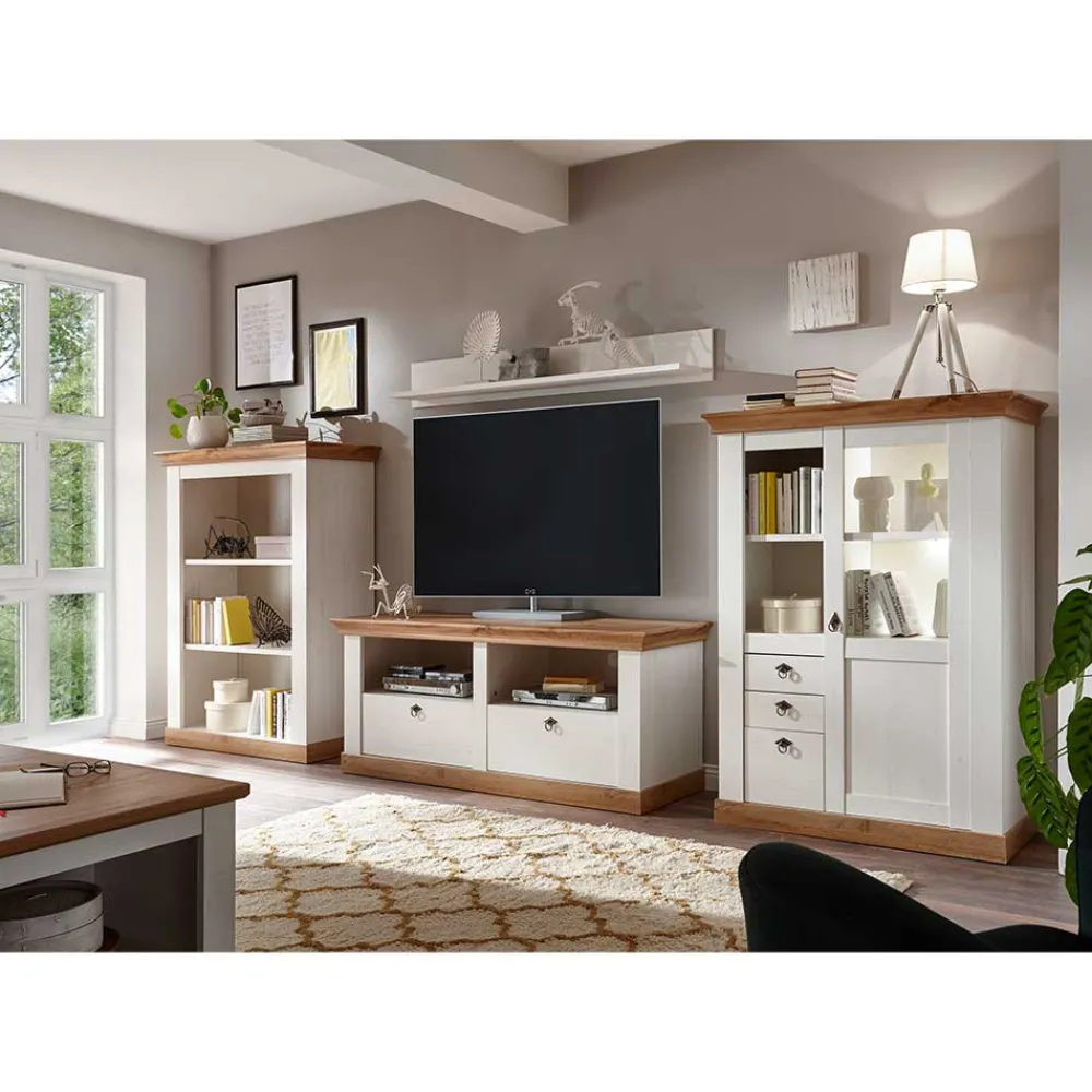 Wohnen Wohnwände<Landhaus Wohnkombination mit TV Board - Diatara (vierteilig)