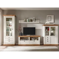 Wohnen Wohnwände<Landhaus Wohnzimmer Anbauwand Set - Diatara (vierteilig)