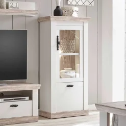 Wohnen Wohnwände<Landhaus Wohnzimmer Möbel Set Nedita in Weiß & Pinie (vierteilig)