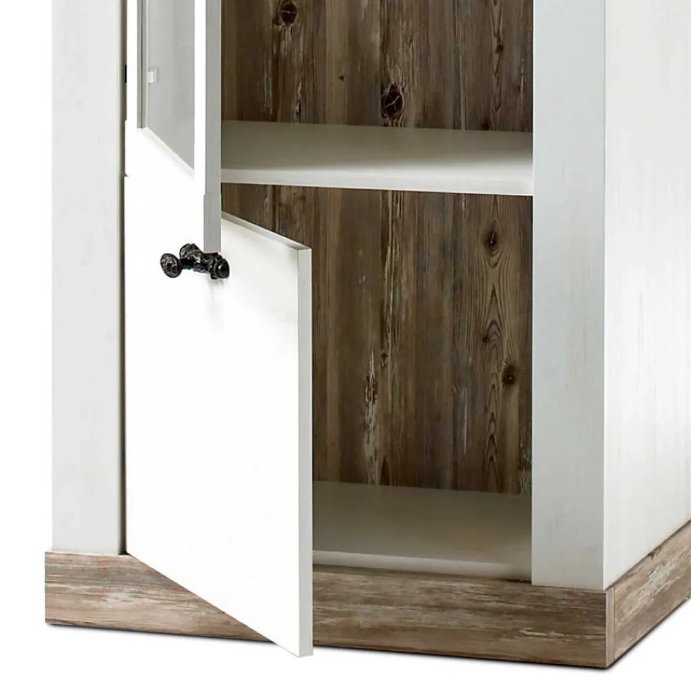 Wohnen Wohnwände<Landhaus Wohnzimmer Möbel Set Nedita in Weiß & Pinie (vierteilig)