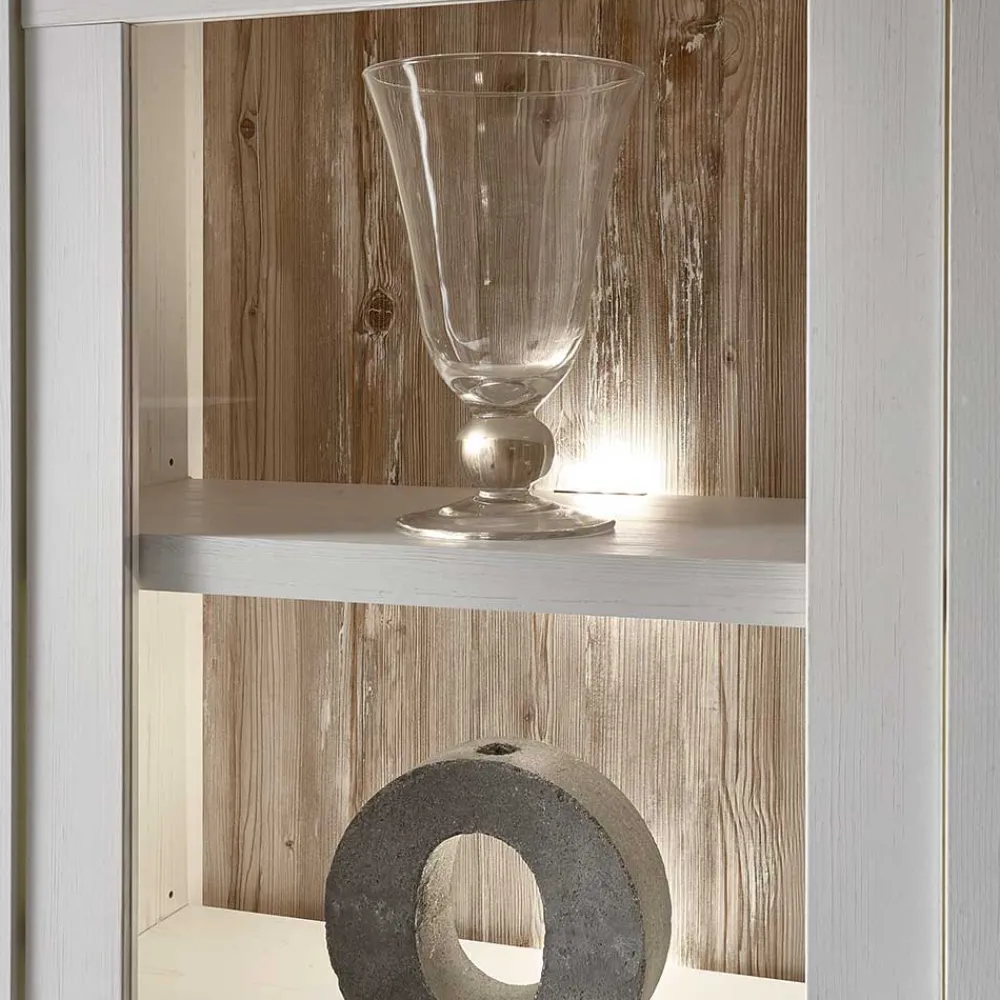 Wohnen Wohnwände<Landhaus Wohnzimmer Möbel Set Nedita in Weiß & Pinie (vierteilig)