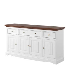Wohnen Sideboards<Landhausanrichte in Weiß und Nussbaum - Manipur