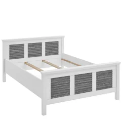 Wohnen Betten<Landhausbett in Weiß & Grau - Urezzas