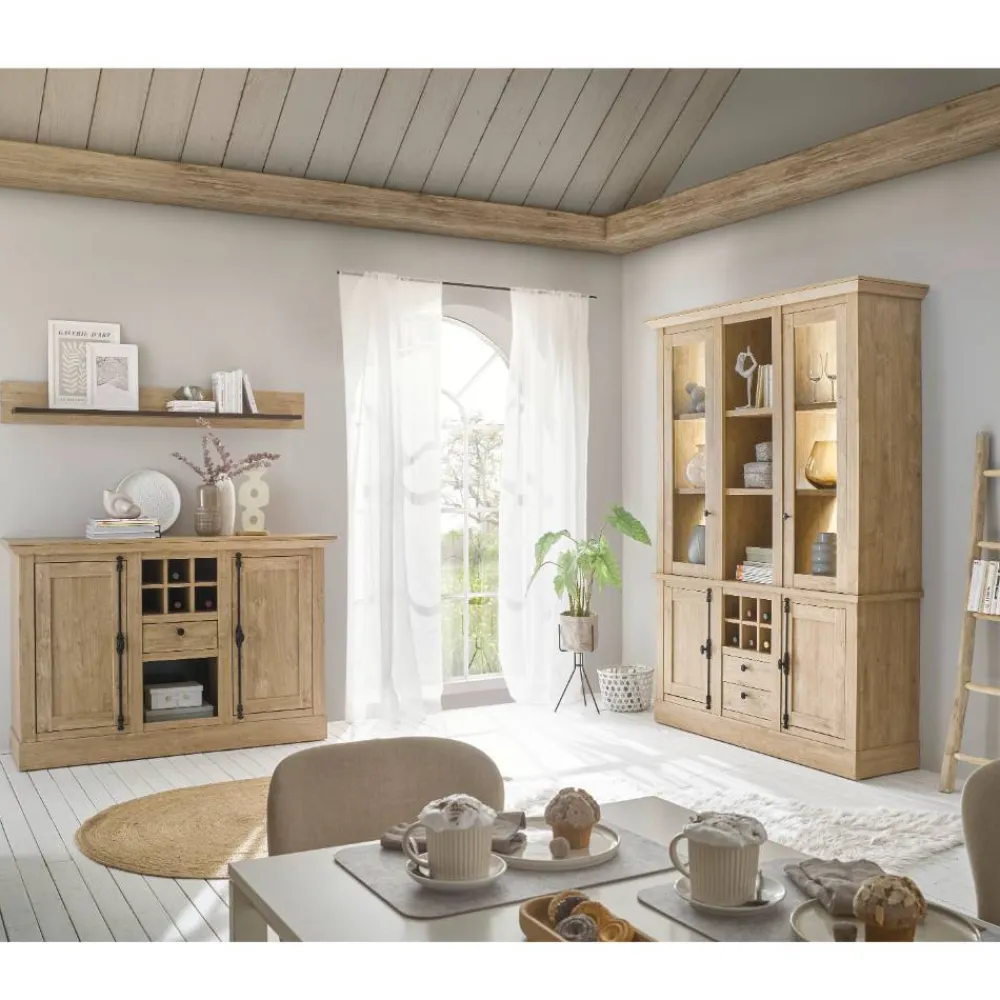 Wohnen Vitrinen<Landhaus-Schrank in Eiche Gold - Hengas
