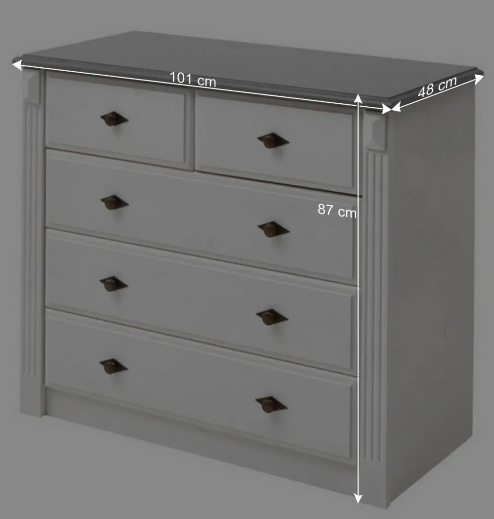 Wohnen Kommoden<Landhausstil Kommode in Weiß & Grau - Caneon