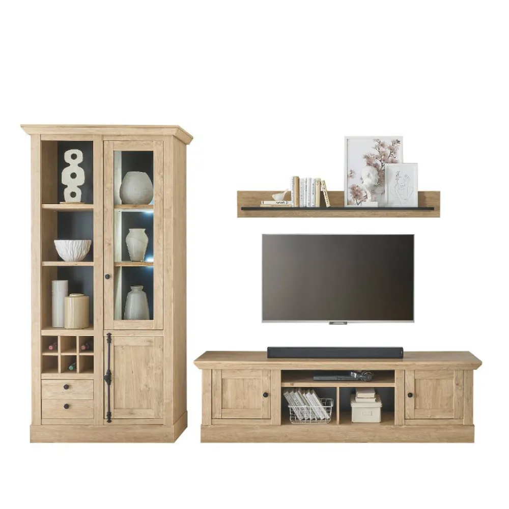 Wohnen Wohnwände<Landhaus-TV-Anbauwand Set - Hengas (dreiteilig)