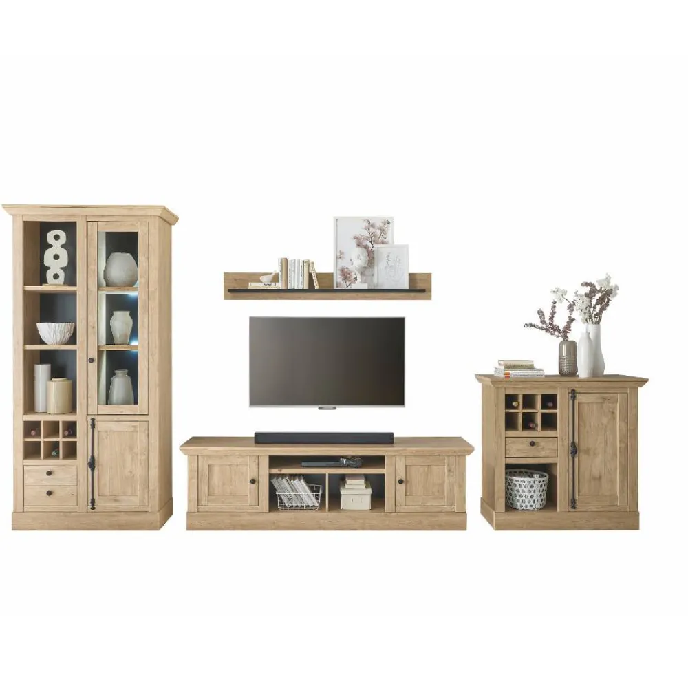 Wohnen Wohnwände<Landhaus-Wohnwand Set - Hengas (vierteilig)