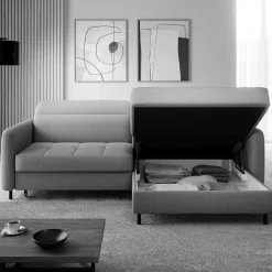 Wohnen Betten|Sofas<L-Design Bettsofa in Taupe Stoffbezug - Gravanti