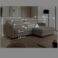 Wohnen Betten|Sofas<L-Design Bettsofa in Taupe Stoffbezug - Gravanti