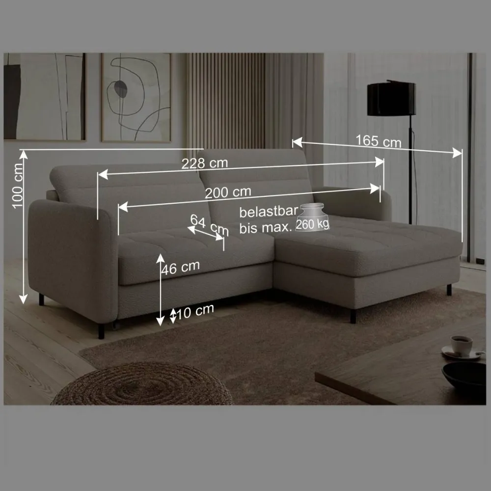 Wohnen Betten|Sofas<L-Design Bettsofa in Taupe Stoffbezug - Gravanti