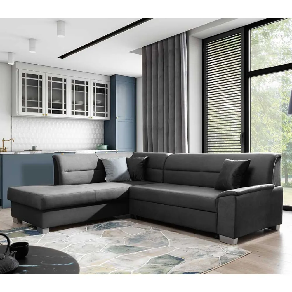 Wohnen Sofas<L-Design Funktionscouch in Dunkelgrau - Silecta