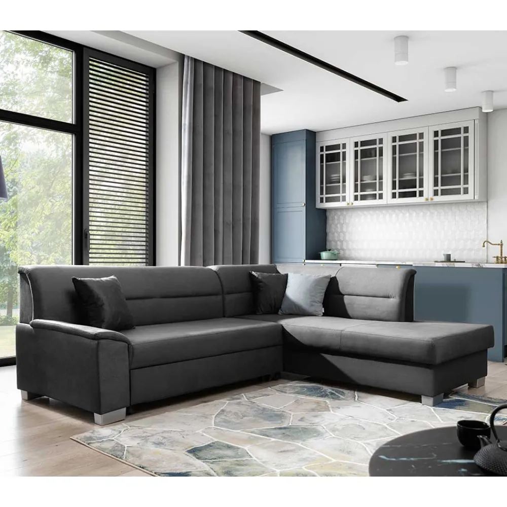 Wohnen Sofas<L-Design Funktionscouch in Dunkelgrau - Silecta