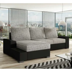 Wohnen Sofas<L-Design Schlafcouch in Beigegrau und Schwarz - Rosch