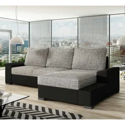 Wohnen Sofas<L-Design Schlafcouch in Beigegrau und Schwarz - Rosch