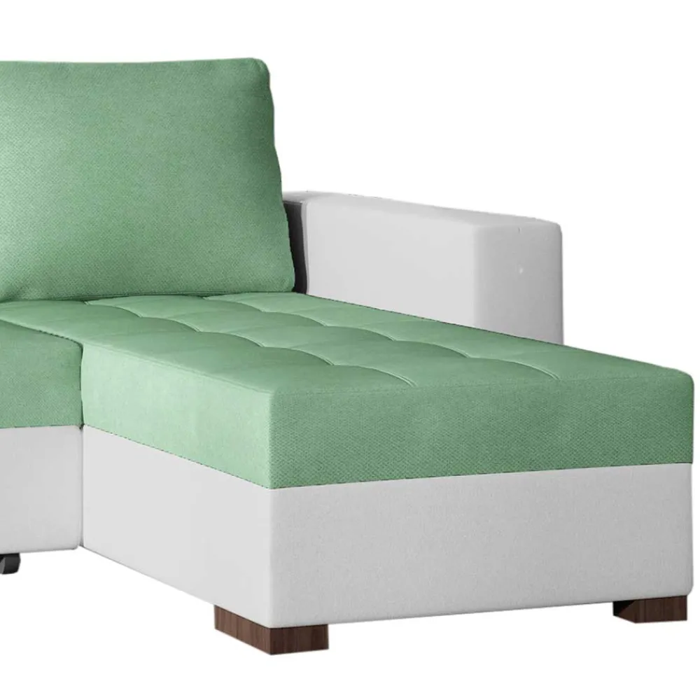 Wohnen Sofas<L-Design Schlafsofa in Hellgrün und Weiß - Ingo