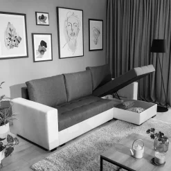 Wohnen Sofas<L-Design Schlafsofa in Hellgrün und Weiß - Ingo