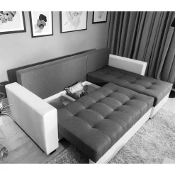 Wohnen Sofas<L-Design Schlafsofa in Hellgrün und Weiß - Ingo