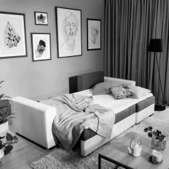 Wohnen Sofas<L-Design Schlafsofa in Hellgrün und Weiß - Ingo