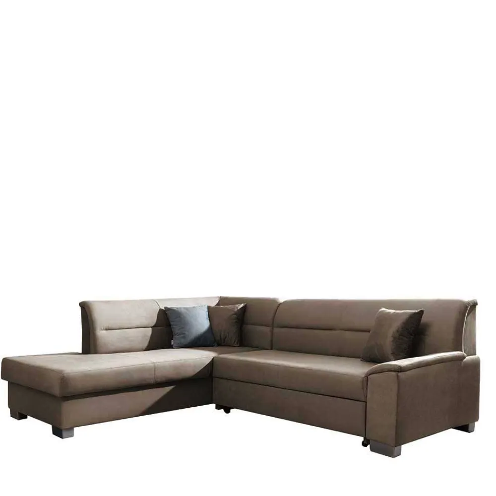 Wohnen Sofas<L-Design Verwandlungssofa in Hellbraun Samt - Citerna