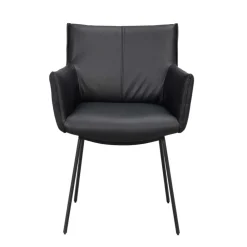 Wohnen Stühle<Leder Armlehnenstuhl in Schwarz - Iliandro (2er Set)