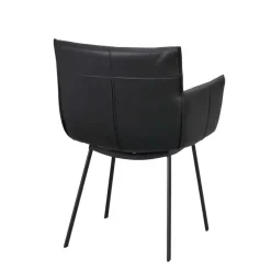 Wohnen Stühle<Leder Armlehnenstuhl in Schwarz - Iliandro (2er Set)