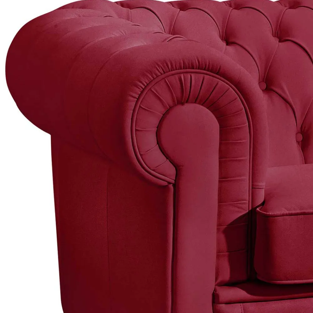 Wohnen Sofas<Leder Dreisitzer in Rot - Chesterfield Style - Geoloro