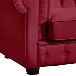 Wohnen Sofas<Leder Dreisitzer in Rot - Chesterfield Style - Geoloro