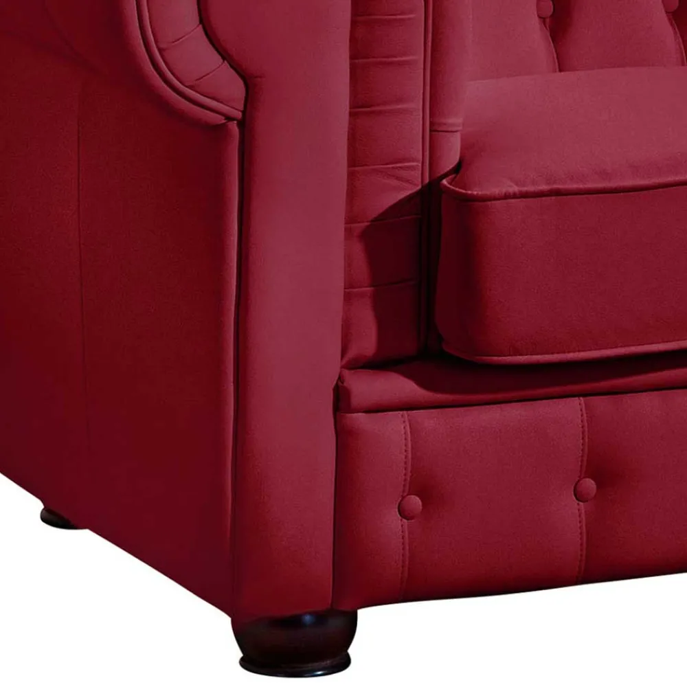 Wohnen Sofas<Leder Dreisitzer in Rot - Chesterfield Style - Geoloro