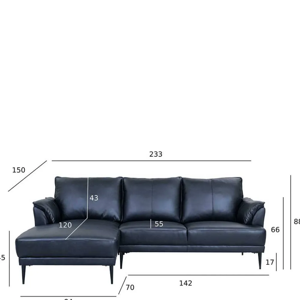 Wohnen Sofas<Leder Ecksofa in Schwarz - Lagon