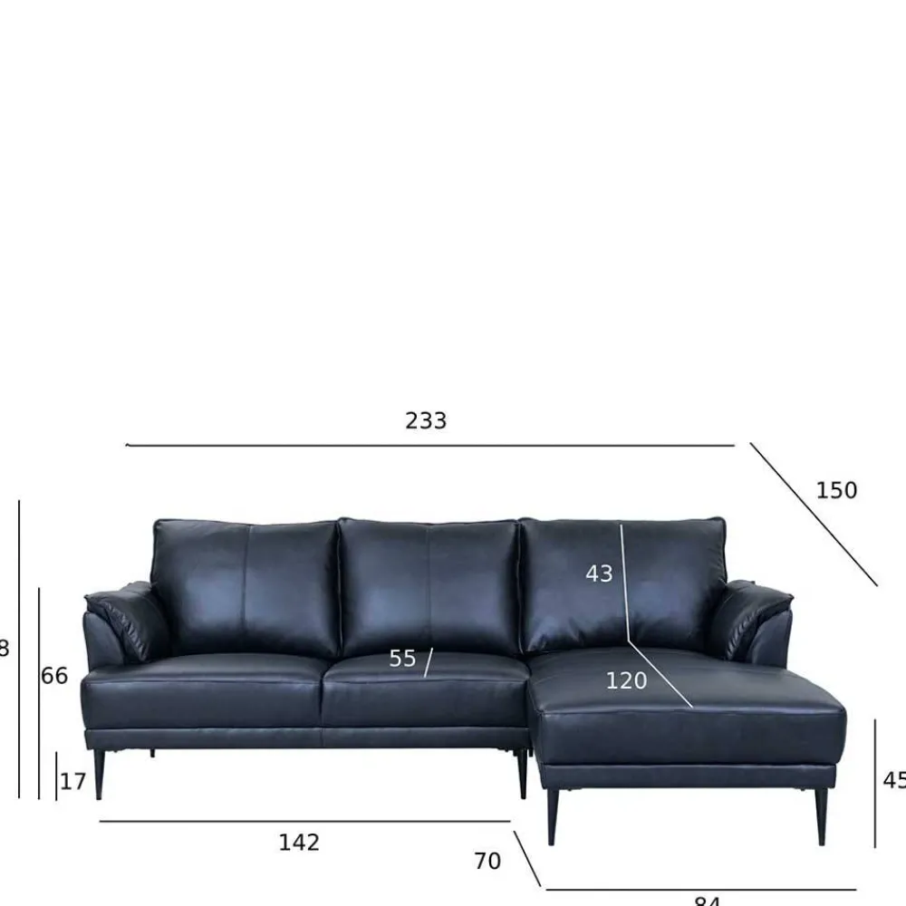 Wohnen Sofas<Leder Ecksofa in Schwarz - Lagon