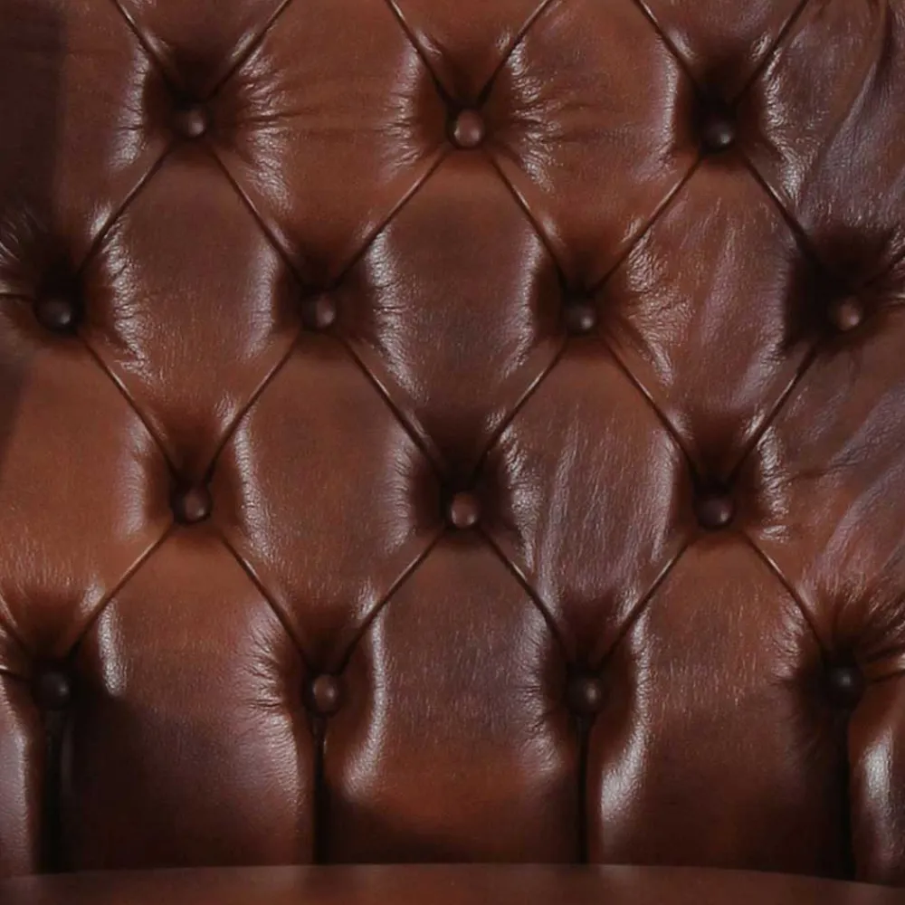 Wohnen Sessel<Leder Ohrensessel in Braun Chesterfield - Karim
