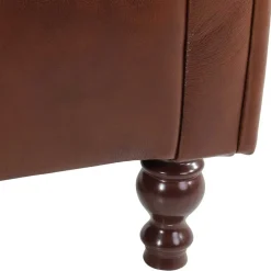 Wohnen Sessel<Leder Ohrensessel in Braun Chesterfield - Karim