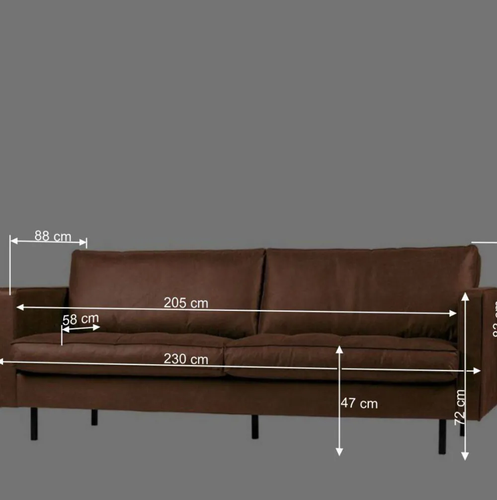 Wohnen Sofas<Leder 3-Sitzer Couch in Braun Cognac - Eterna