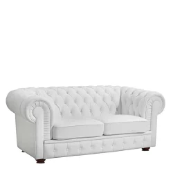 Wohnen Sofas<Ledersofa in Weiß - Chesterfield Look - Dossera