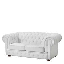 Wohnen Sofas<Ledersofa in Weiß - Chesterfield Look - Dossera