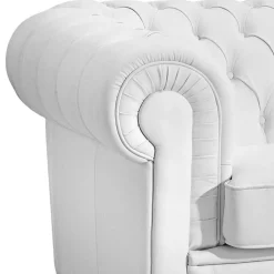 Wohnen Sofas<Ledersofa in Weiß - Chesterfield Look - Dossera